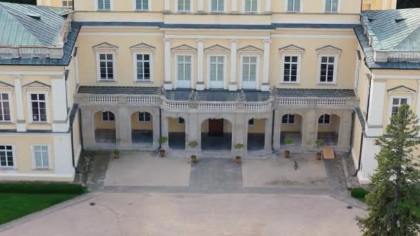 Krásné Czartoryski Palace Museum Pulawy Aerial View Polsko Vysoce Kvalitní — Stock video