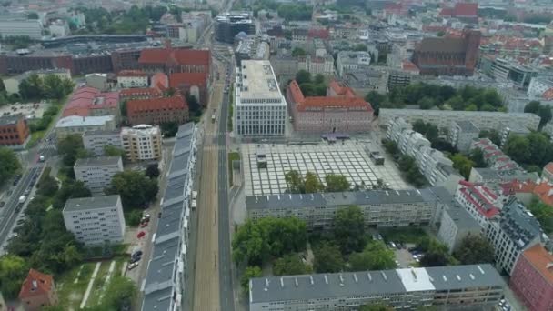 Piękny Rynek Nowy Wrocław Aerial View Poland Wysokiej Jakości Materiał — Wideo stockowe