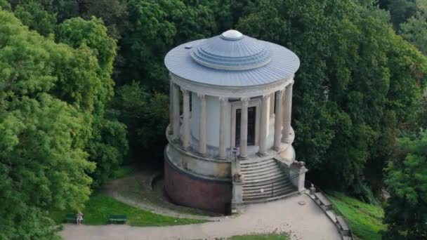 Temple Sibyl Czartoryski Park Pulawy Aerial View Poland High Quality — Stock Video