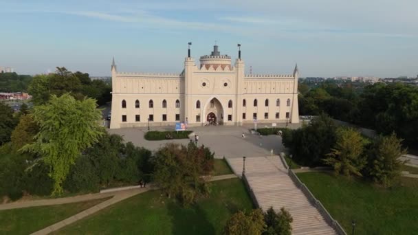 Gyönyörű Tájkép Kastély Múzeum Lublin Aerial View Lengyelország Kiváló Minőségű — Stock videók