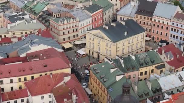 Güzel Pazar Meydanı Eski Şehir Lublin Hava Manzarası Polonya Yüksek — Stok video