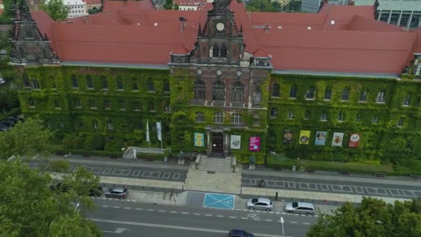 Güzel Ulusal Müze Wroclaw Hava Manzaralı Polonya Yüksek Kalite Görüntü — Stok video