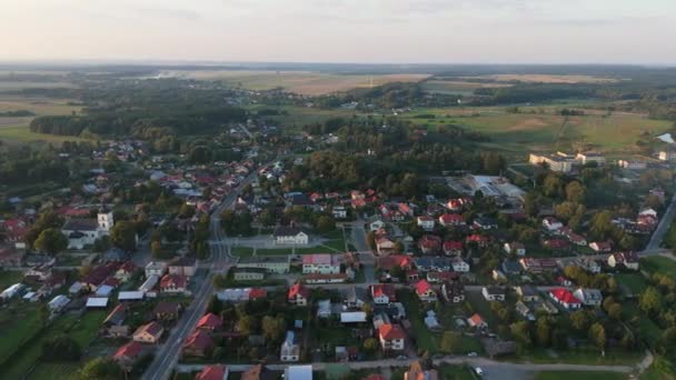 Krásná Krajina Downtown Narol Aerial View Polsko Vysoce Kvalitní Záběry — Stock video
