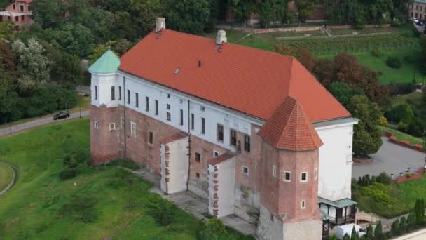 Vackra Royal Castle Sandomierz Flygfoto Polen Högkvalitativ Film — Stockvideo