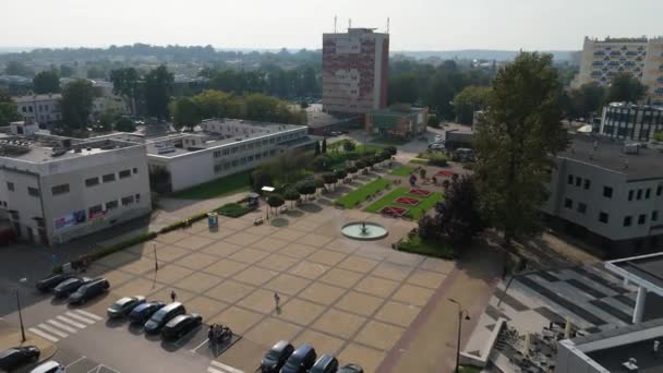 Gyönyörű Táj Szökőkút Chopin Tér Pulawy Aerial View Lengyelország Kiváló — Stock videók