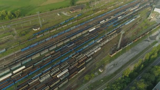 Top Train Tracks Opole Luftaufnahme Polen Hochwertiges Filmmaterial — Stockvideo