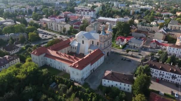 Beautiful Landscape Church Krasnystaw Aerial View Poland High Quality Footage — Stock Video