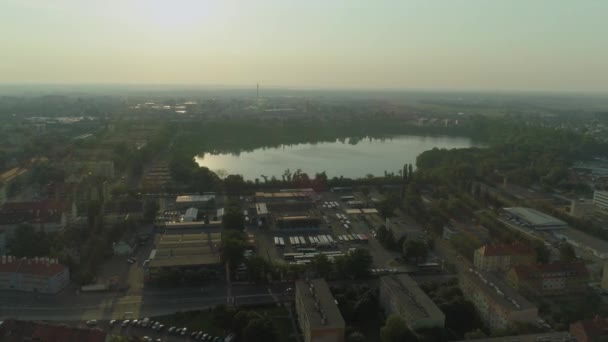 Panorama Pond Kamionka Piast Opole Aerial View Poland Yang Indah — Stok Video