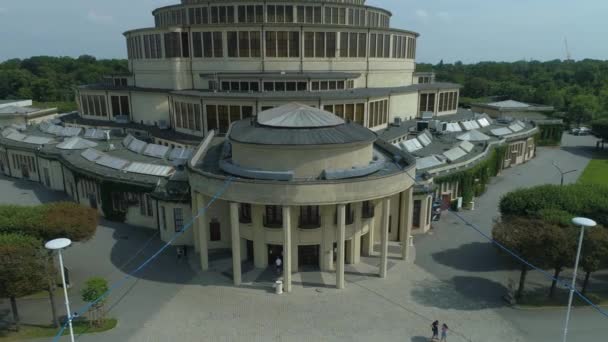 Centennial Hall Hala Stulecia Wroclaw Aerial View Polen Hoge Kwaliteit — Stockvideo