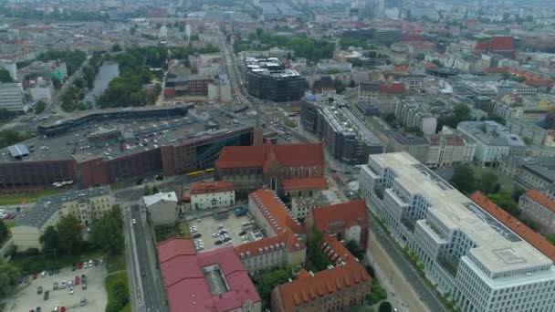 Beautiful Panorama Old Town Wroclaw Aerial View Poland High Quality — Stock Video