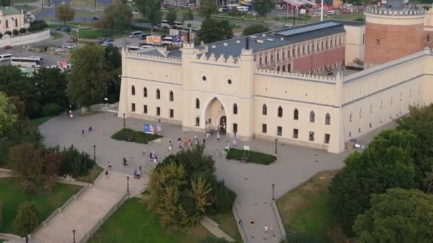 Bellissimo Paesaggio Castello Museo Lublino Vista Aerea Polonia Filmati Alta — Video Stock