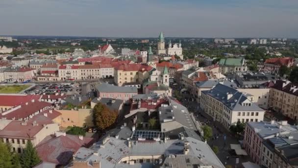 Bela Panorama Cidade Velha Lublin Vista Aérea Polônia Imagens Alta — Vídeo de Stock