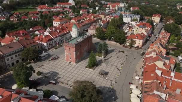 美しいオールドタウンマーケットスクエアサンドミシュア空中ビューポーランド 高品質の4K映像 — ストック動画