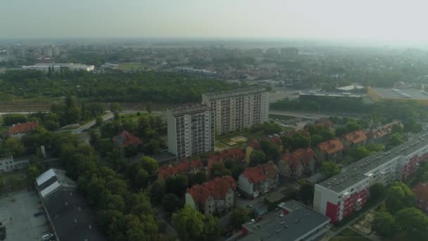Schöne Panorama Wolkenkratzer Opole Luftaufnahme Polen Hochwertiges Filmmaterial — Stockvideo