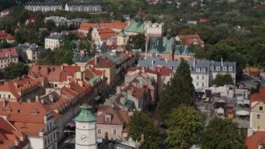 Güzel Peyzaj Kapısı Kulesi Sandomierz Hava Görüntüsü Polonya. Yüksek kalite 4k görüntü