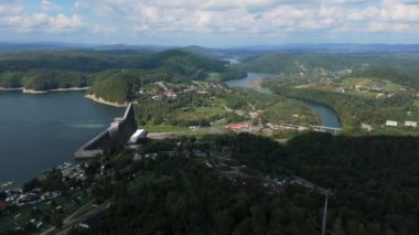 Güzel Manzara Barajı Solina Dağları Bieszczady Hava Manzarası Polonya. Yüksek kalite 4k görüntü
