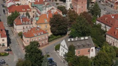 Güzel Sandomierz Kasabası Hava Manzarası Polonya. Yüksek kalite 4k görüntü