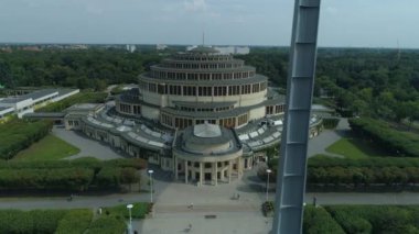 Centennial Hall Spire Iglica Wroclaw Hava Manzaralı Polonya. Yüksek kalite 4k görüntü