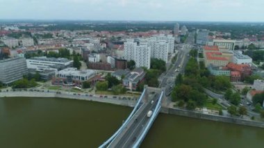 Panorama Grundwald Köprüsü Wroclaw Hava Görüntüsü Polonya. Yüksek kalite 4k görüntü