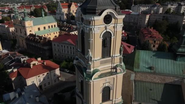 Güzel Katedral Kulesi Przemysl Hava Görüntüsü Polonya Yüksek Kalite Görüntü — Stok video