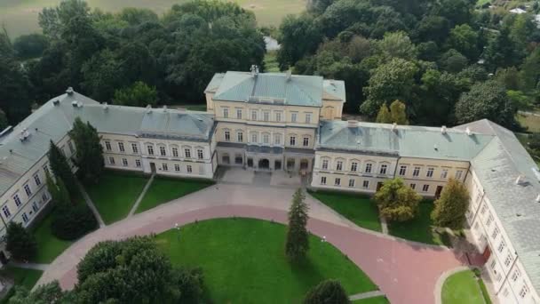 Prachtig Landschap Czartoryski Palace Museum Pulawy Luchtfoto View Polen Hoge — Stockvideo