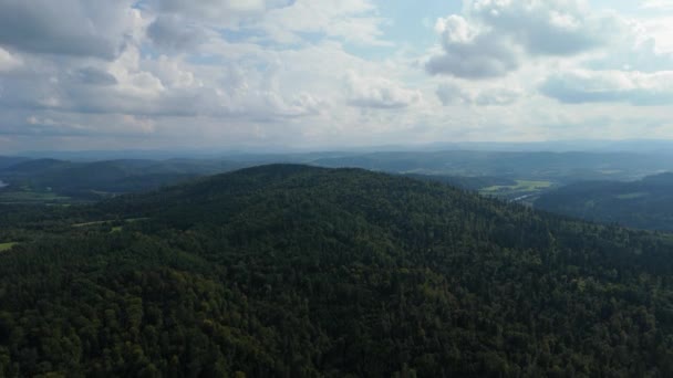 Krásné Panorama Lesko Hory Letecký Pohled Polsko Vysoce Kvalitní Záběry — Stock video