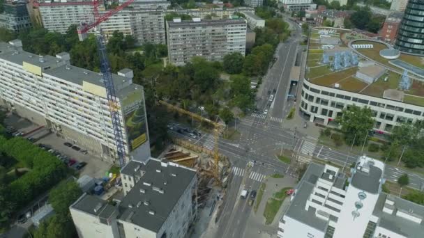 Belle Rue Sky Tower Wroclaw Vue Aérienne Pologne Images Haute — Video
