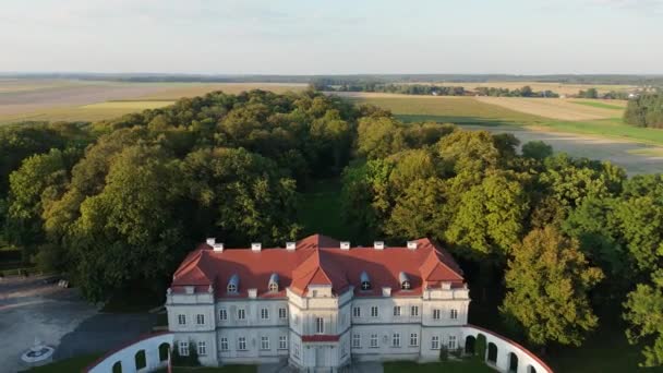 Beautiful Landscape Forest Palace Narol Aerial View Poland High Quality — Stock Video