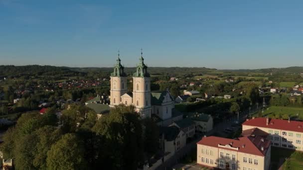 Bella Paesaggio Basilica Stara Wies Vista Aerea Polonia Filmati Alta — Video Stock