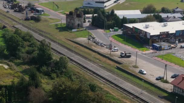 美しい風景列車駅ルバジョウ空中ビューポーランド 高品質の4K映像 — ストック動画