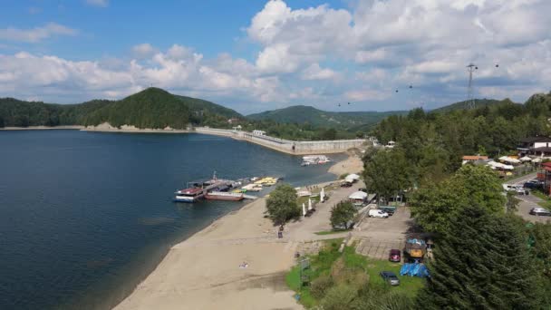 Hermosa Presa Paisaje Lago Solina Montañas Bieszczady Vista Aérea Polonia — Vídeo de stock