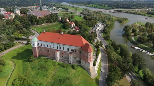 Hermoso Paisaje Castillo Real Sandomierz Vista Aérea Polonia Imágenes Alta — Vídeo de stock