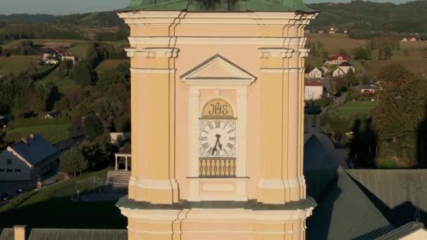 Bellissimo Paesaggio Torre Basilica Stara Wies Vista Aerea Polonia Filmati — Video Stock