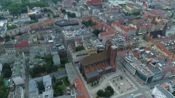 Vacker Old Town Wroclaw Antenn Utsikt Över Polen Högkvalitativ Film — Stockvideo