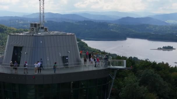 Güzel Manzara Manzaralı Tower Solina Dağları Bieszczady Hava Manzaralı Polonya — Stok video