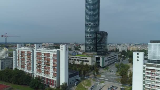 Krásná Panorama Sky Tower Wroclaw Aerial View Polsko Vysoce Kvalitní — Stock video