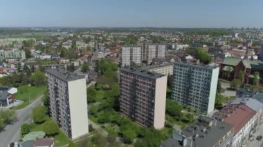 Güzel Panorama Gökdelenleri Tarnow Hava Manzaralı Polonya. Yüksek kalite 4k görüntü