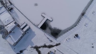 Güzel Donmuş Göl Czestochowa Hava Görüntüsü Polonya. Yüksek kalite 4k görüntü