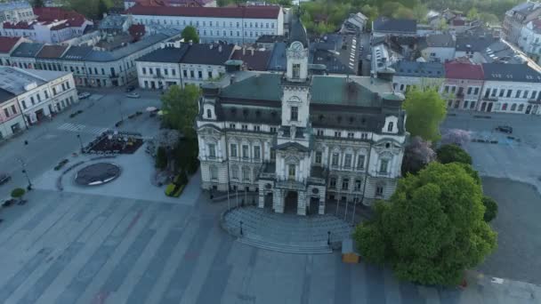 Beautiful Old Town Market Square Nowy Sacz Aerial View Poland — Stock video