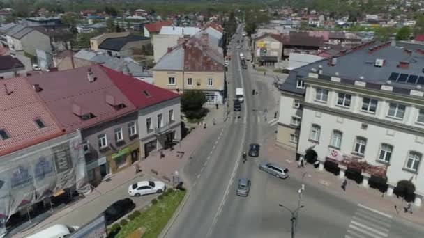 Smukke Street Downtown Jaslo Aerial View Polen Høj Kvalitet Optagelser – Stock-video