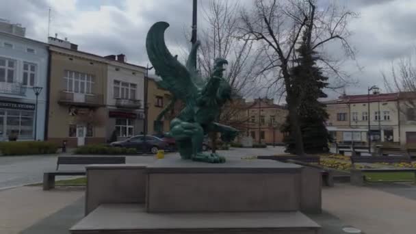 Magnifique Monument Griffin Mielec Vue Aérienne Pologne Images Haute Qualité — Video