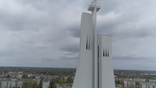 Igreja Bonita Mielec Vista Aérea Polônia Imagens Alta Qualidade — Vídeo de Stock