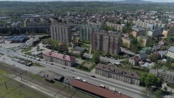 Piękne Drapacze Chmur Panorama Jaslo Aerial View Poland Wysokiej Jakości — Wideo stockowe
