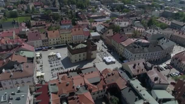 Vackra Old Town Market Square Tarnow Flygfoto Polen Högkvalitativ Film — Stockvideo