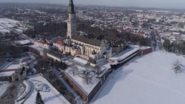 Güzel Panorama Sığınağı Jasna Gora Czestochowa Hava Manzarası Polonya. Yüksek kalite 4k görüntü
