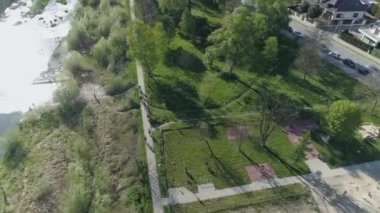 Güzel Park Nowy Sacz Hava Manzarası Polonya. Yüksek kalite 4k görüntü