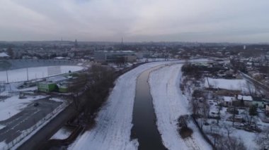 Güzel Panorama Nehri Czestochowa Hava Manzarası Polonya. Yüksek kalite 4k görüntü