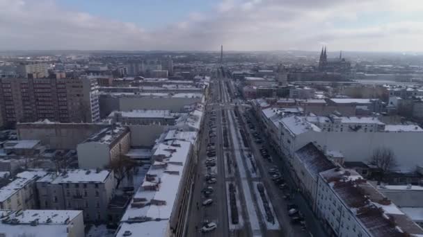 Magnifique Panorama Avenue Czestochowa Vue Aérienne Pologne Images Haute Qualité — Video