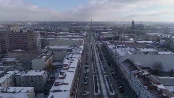 Vackra Panorama Avenue Czestochowa Flygfoto Polen Högkvalitativ Film — Stockvideo