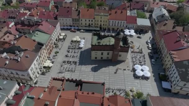 Praça Mercado Cidade Velha Bonita Tarnow Vista Aérea Polônia Imagens — Vídeo de Stock